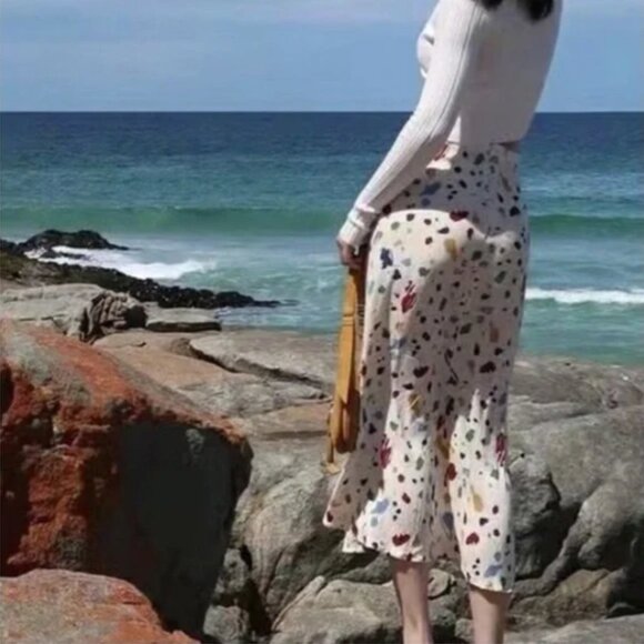 Reformation Bea Slip Midi Skirt Paint Splatter Painted Lady A-Line Sz 8 $148.00 - Picture 5 of 14